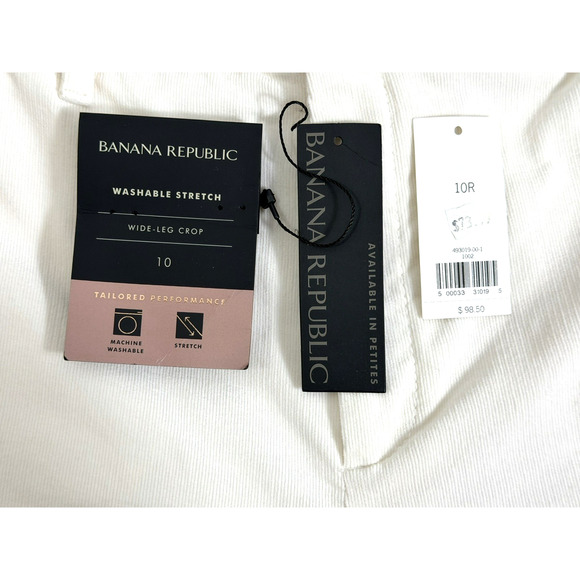 Banana Republic Wide Leg Crop Corduroy Pants Size 10R Ivory Stretch New - Read - Picture 3 of 16